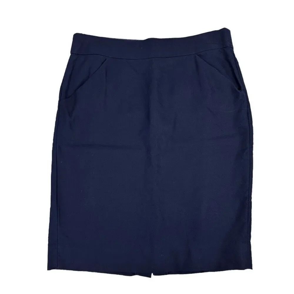 J. Crew Pencil skirt in double-serge cotton Blue size 6